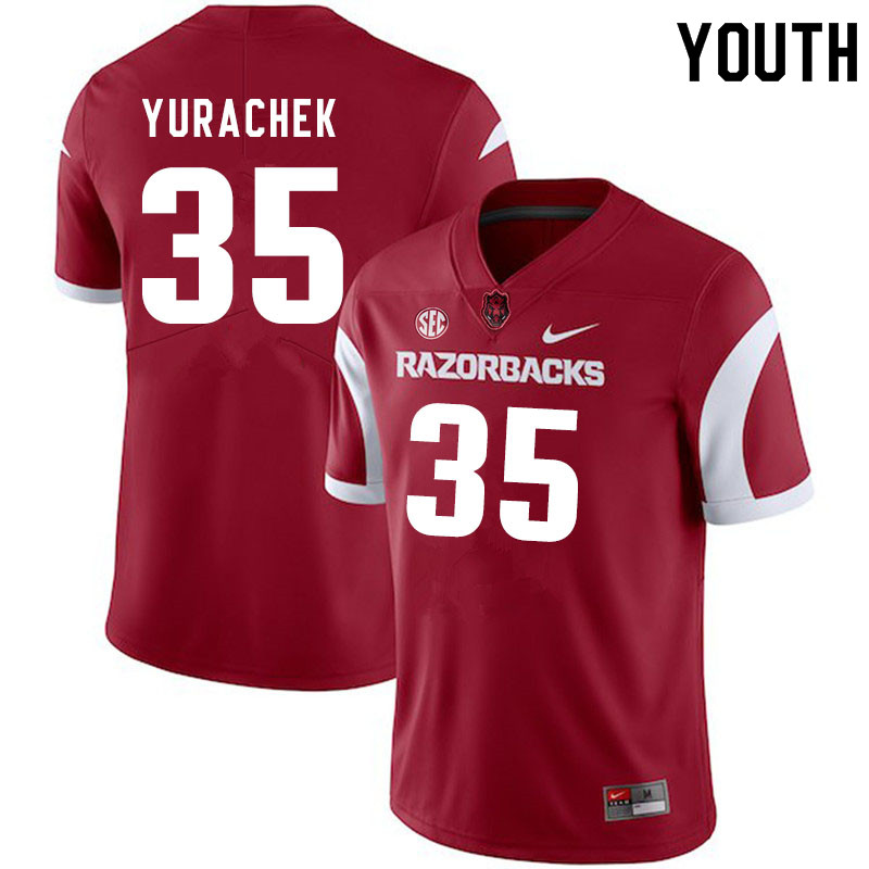 Youth #35 Jake Yurachek Arkansas Razorbacks College Football Jerseys Sale-Cardinal